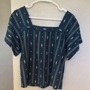 Madewell Teal Patterned Blouse